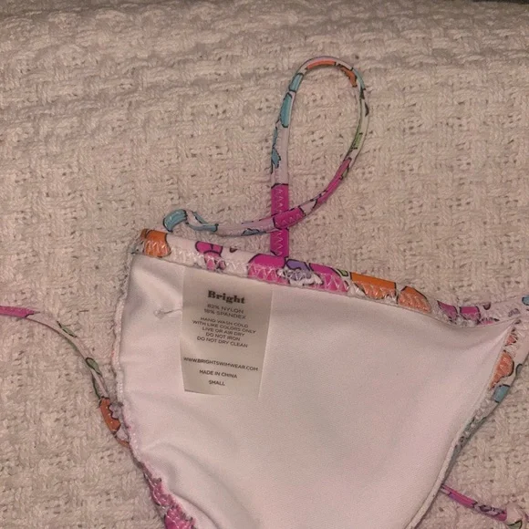 Floral Tie-Side Triangle Bikini - Pink & Orange - Picture 3 of 3